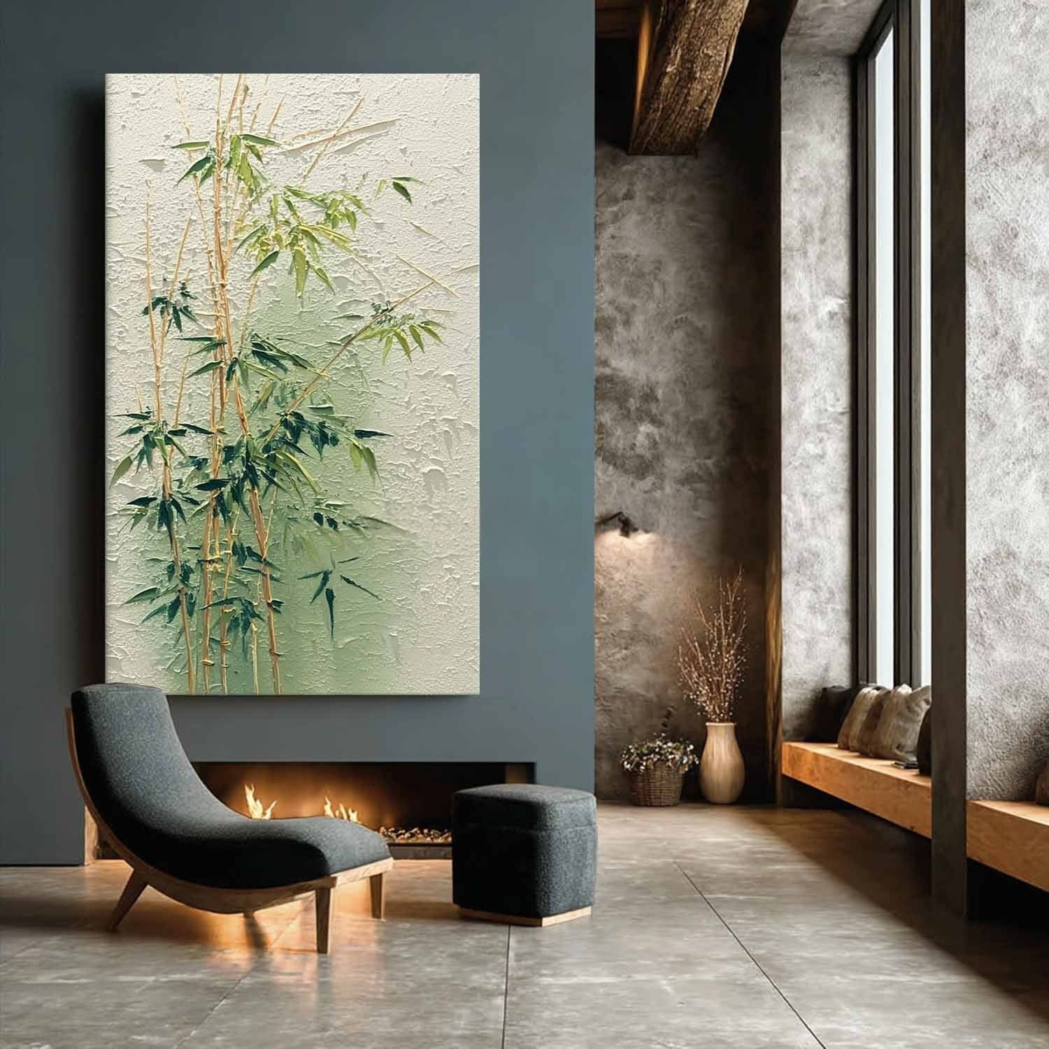 Elegant Bamboo Forest 3D Impasto Painting