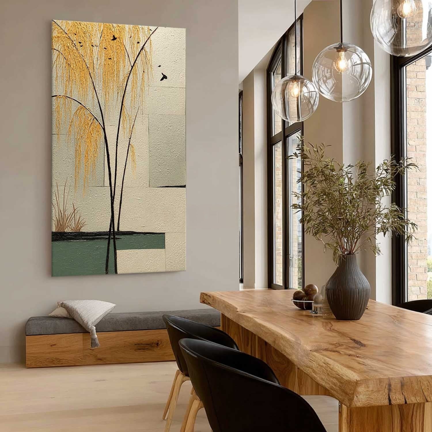 Wall Art Golden Willow Minimalist Oriental