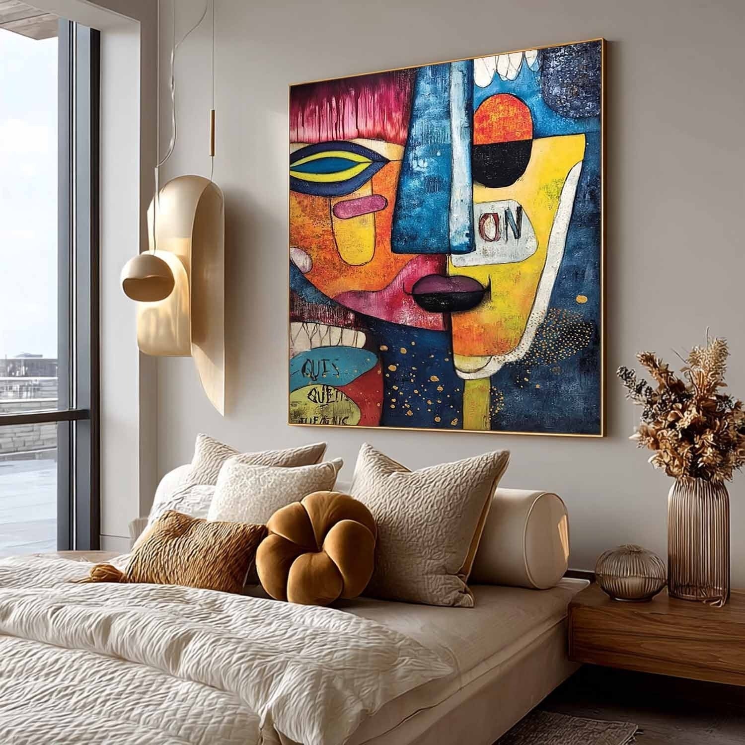 Wall Art Cubist Face Abstract Colorful