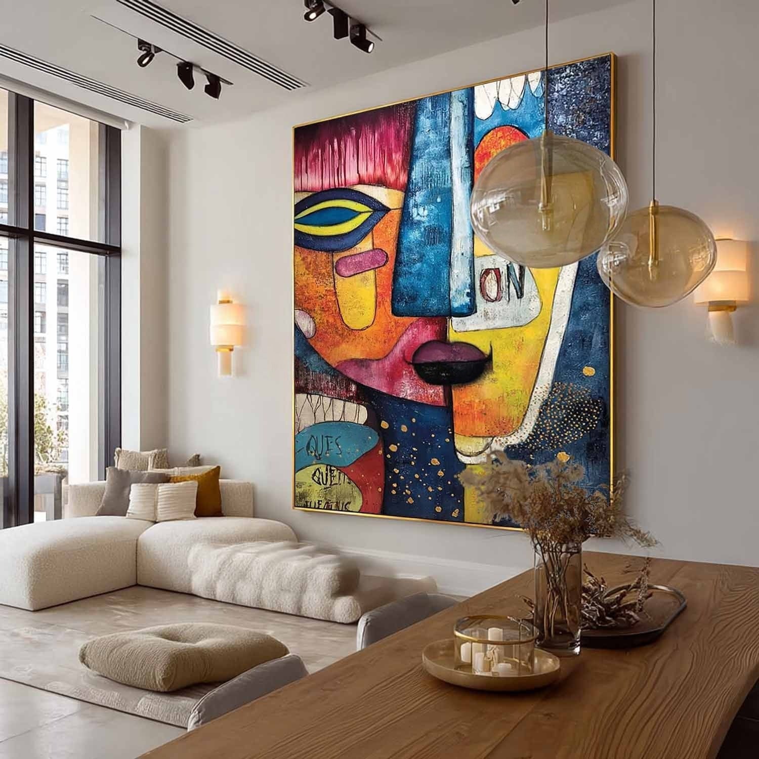 Wall Art Cubist Face Abstract Colorful