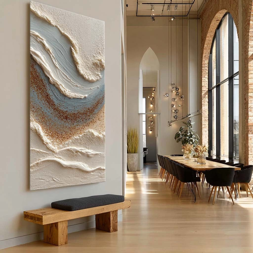 Wall Art Coastal Wave Impasto Beach Scene