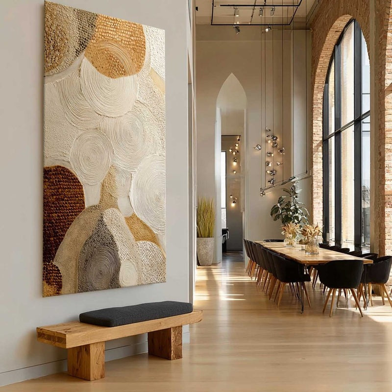 Wall Art Circular Texture Bohemian Painting Warm