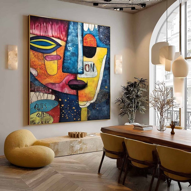 Wall Art Cubist Face Abstract Colorful