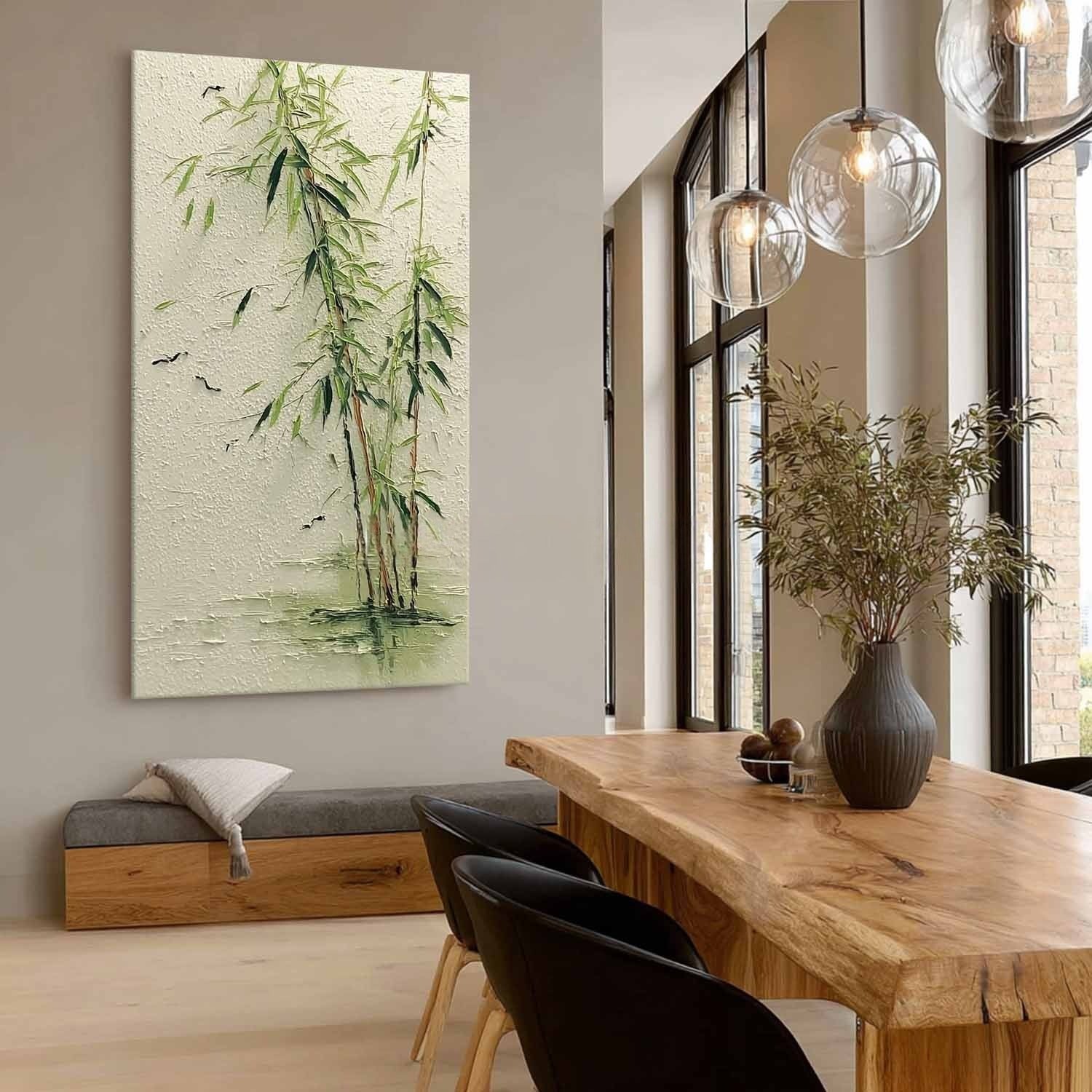 Oriental Weeping Bamboo 3D Impasto Painting