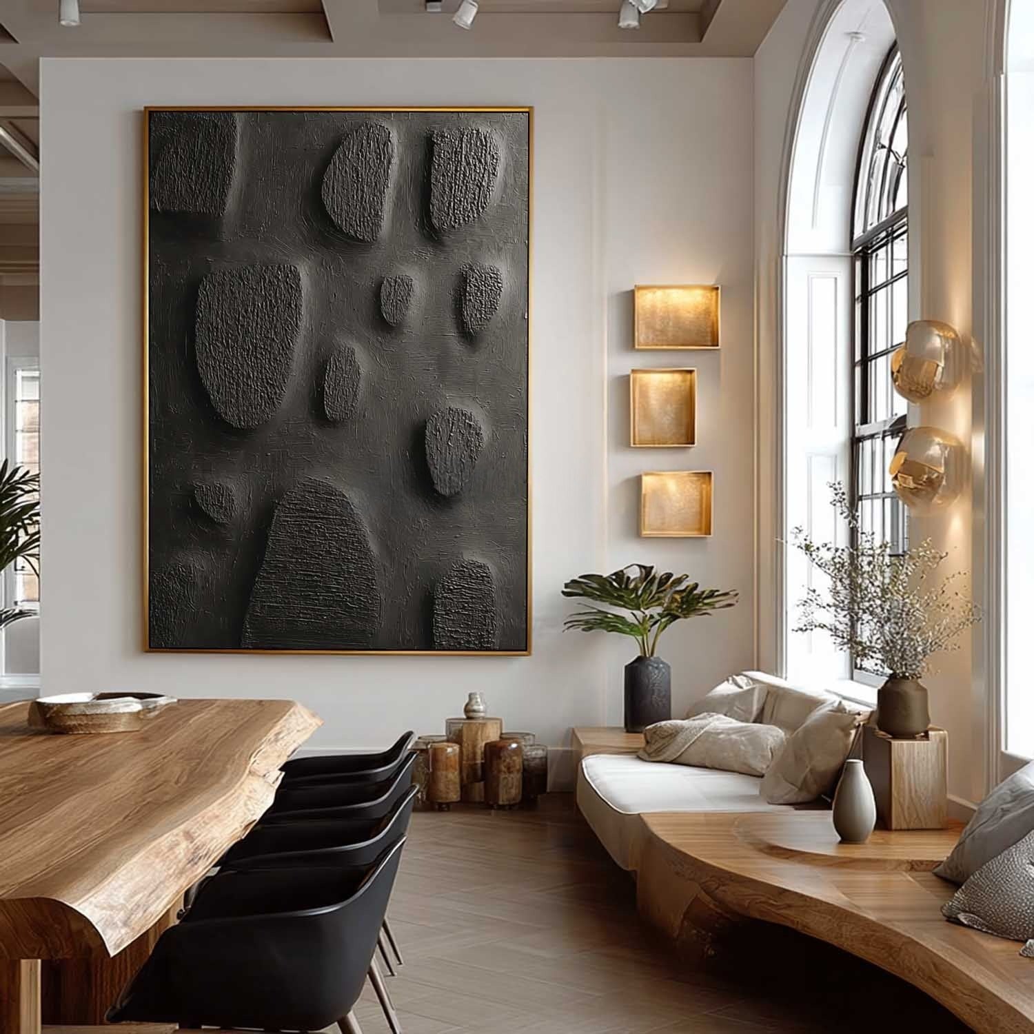Black Minimalist Organic Texture Painting