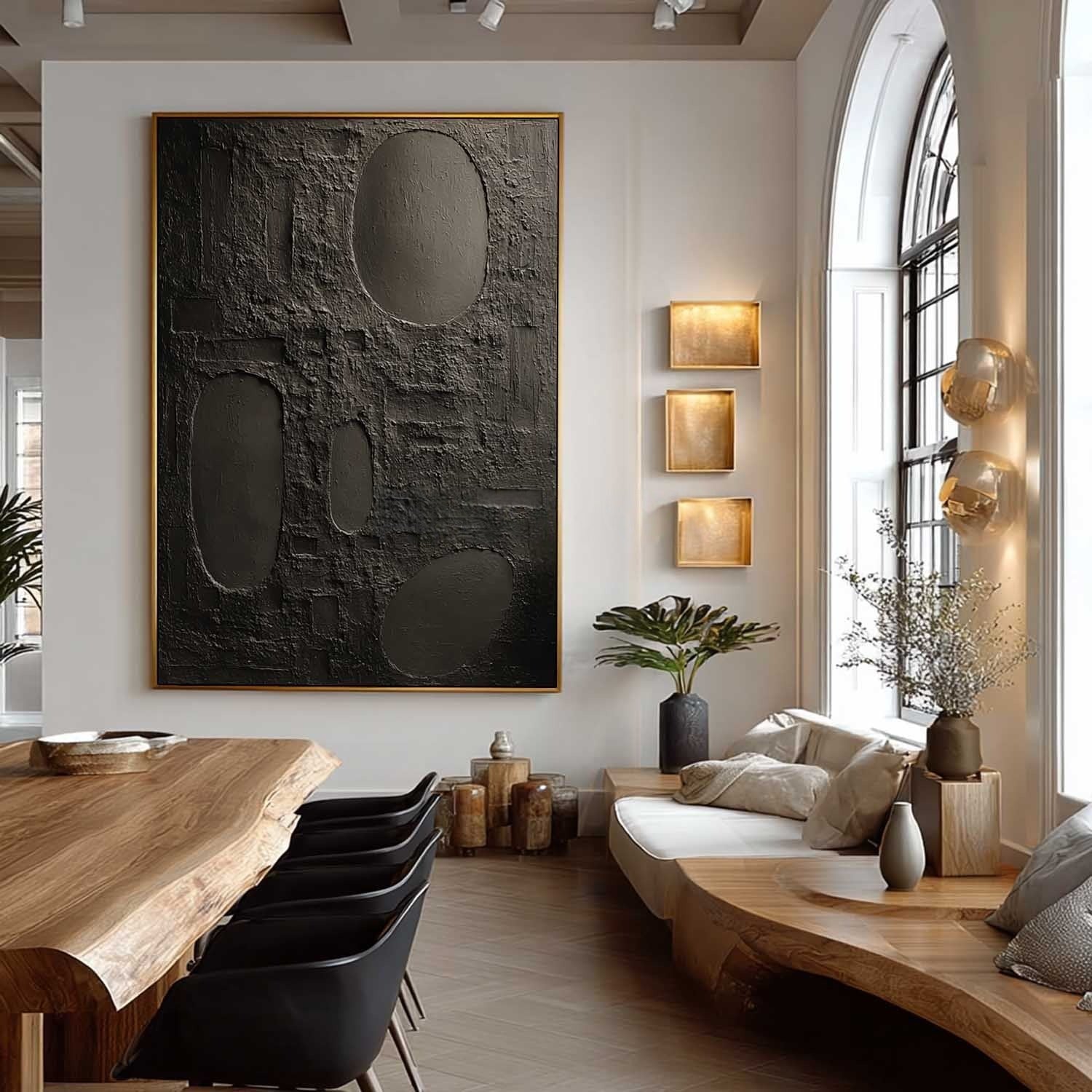 Wall Art Vertical Abstract Textured Geometric Scene Minimalist
