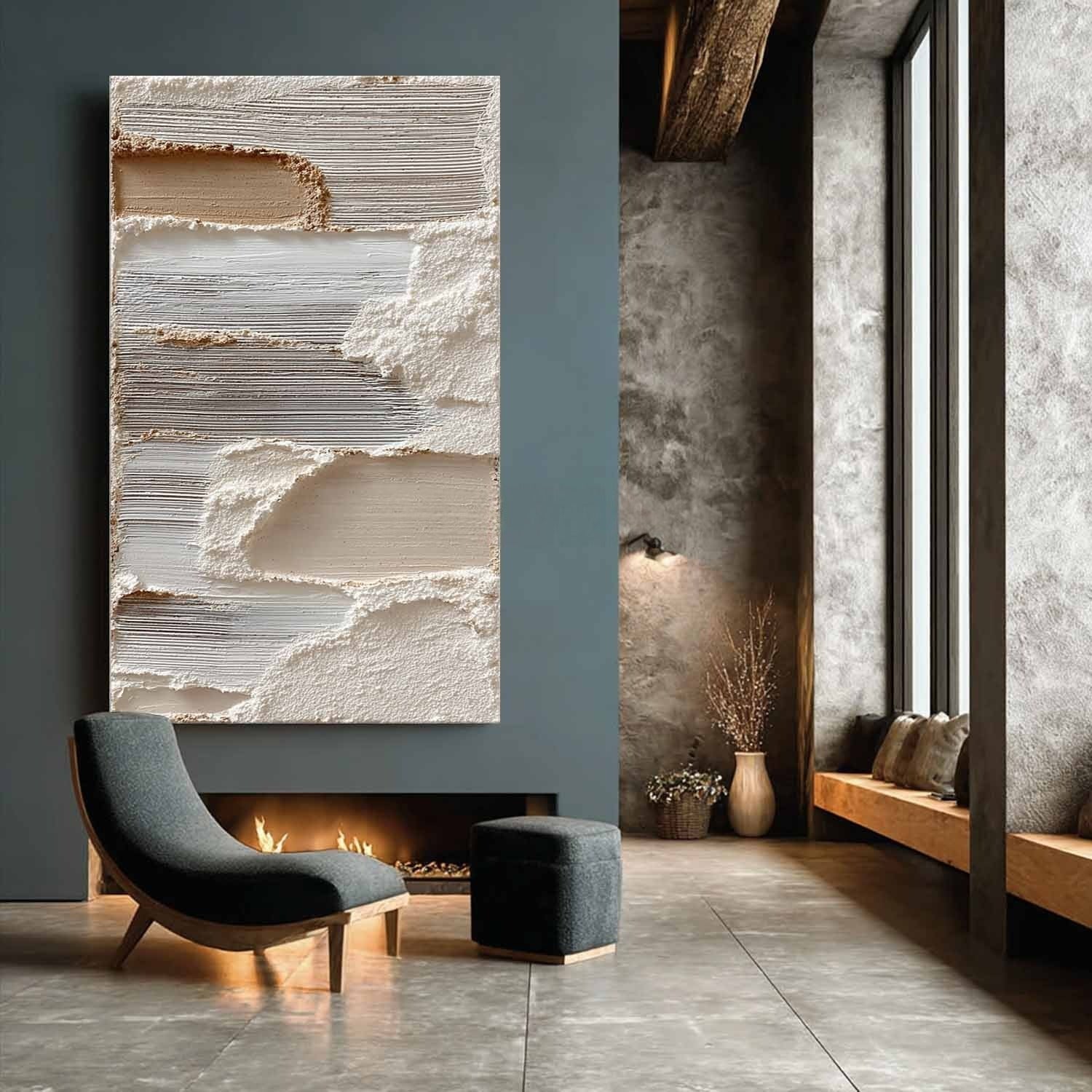 Wall Art Neutral Abstract Layered Impasto