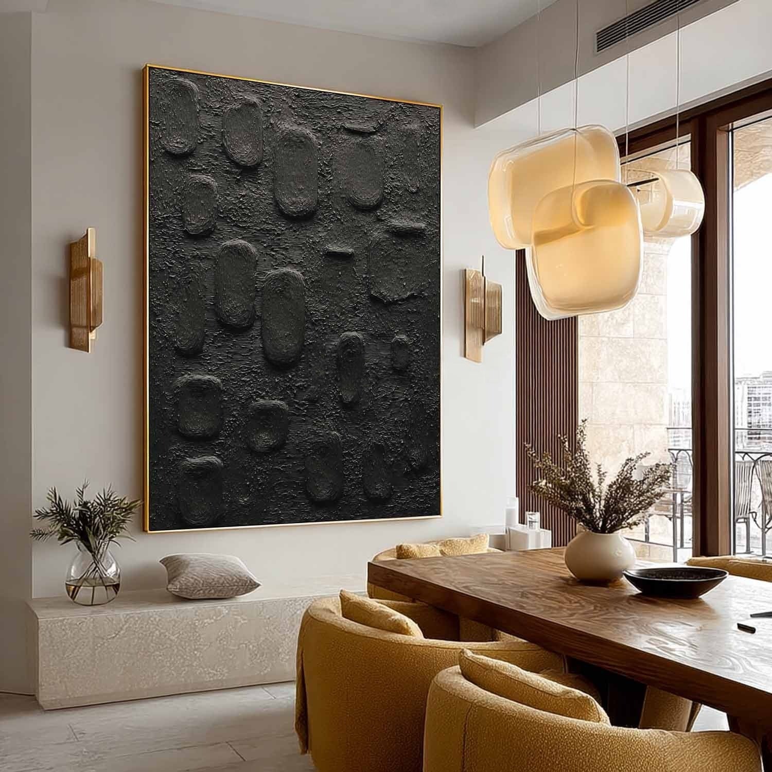 Wall Art Vertical Textured Abstract Oval Scene Deep