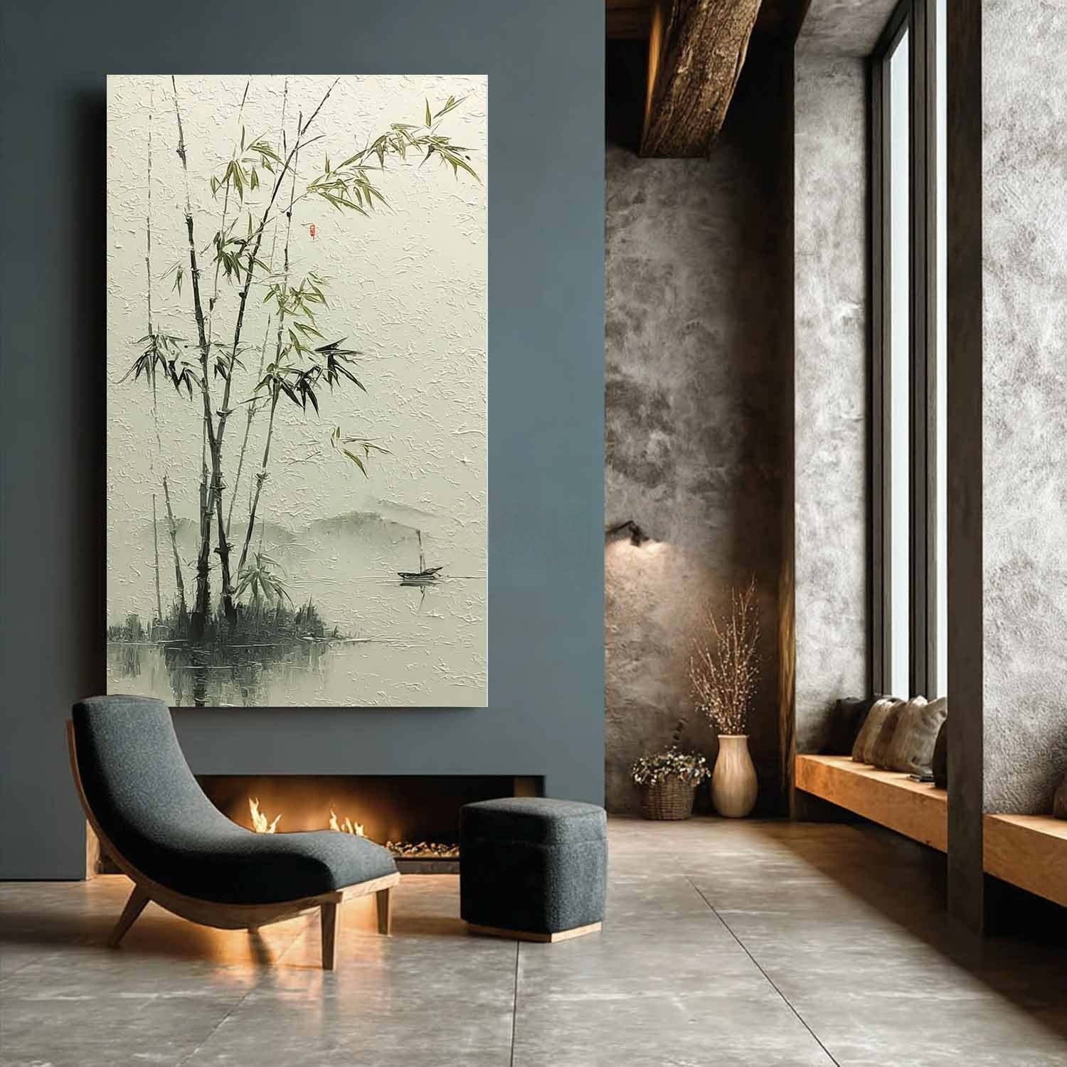 Oriental Bamboo Landscape Painting