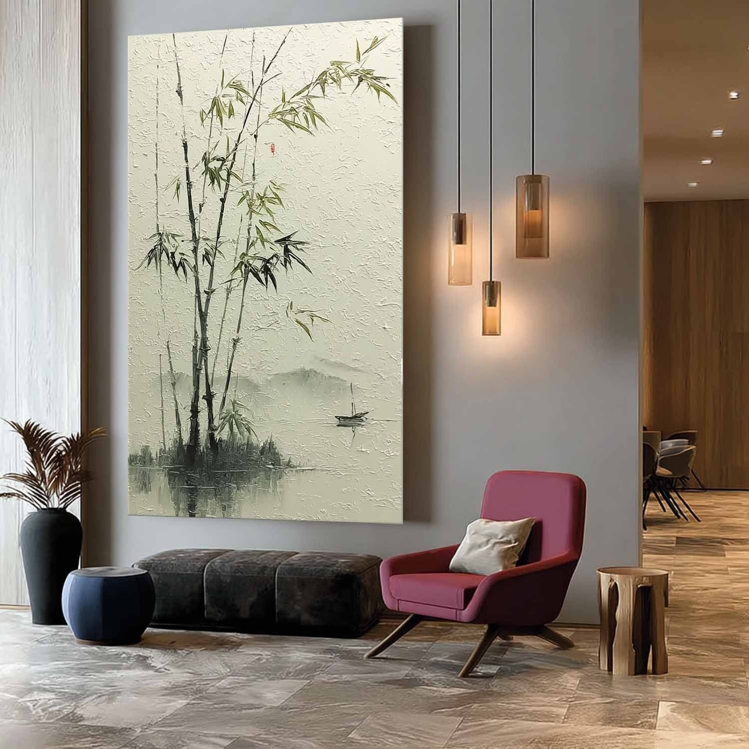 Oriental Bamboo Landscape Painting