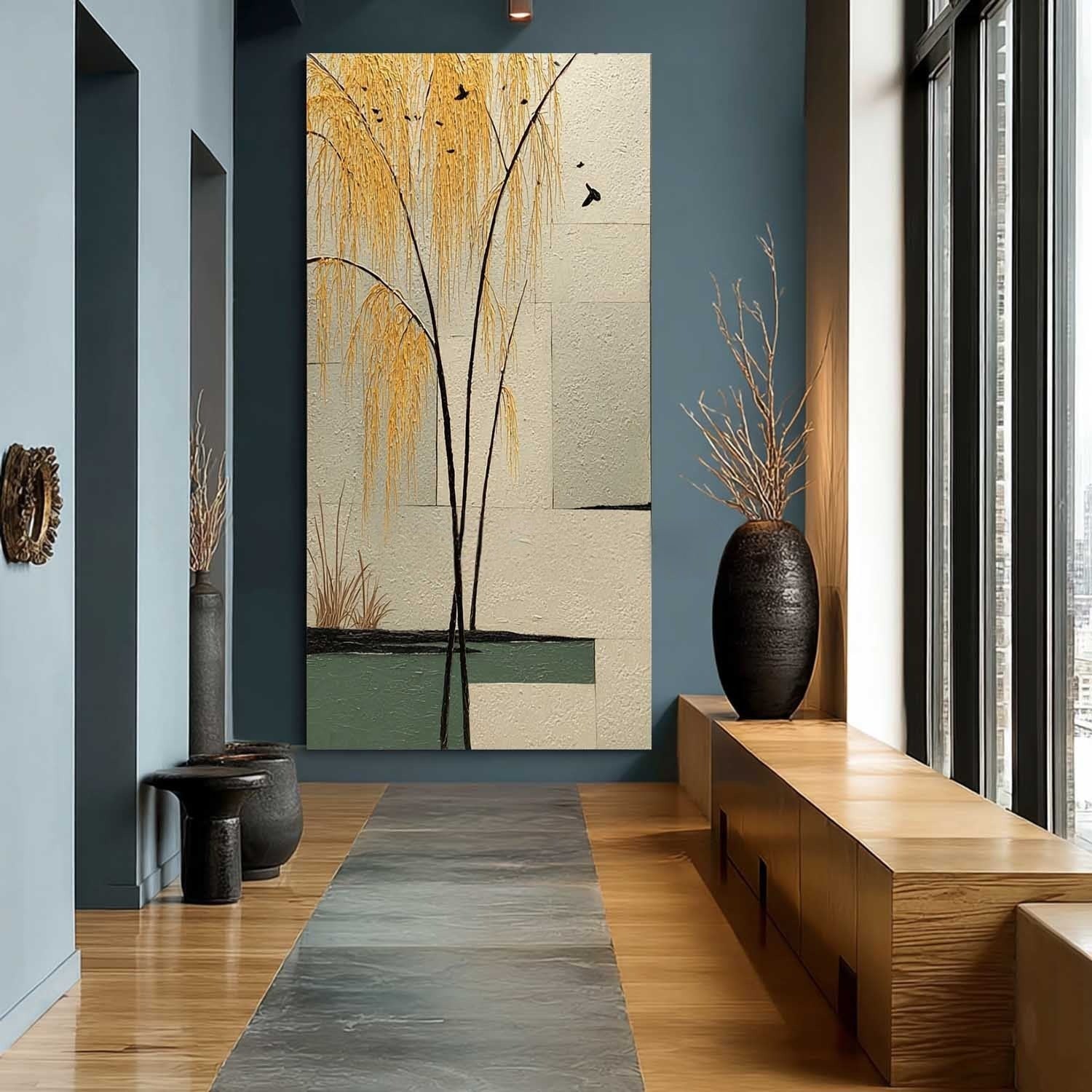Wall Art Golden Willow Minimalist Oriental