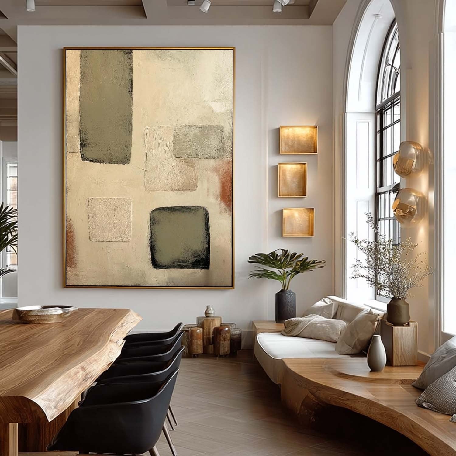 Wall Art Vertical Minimalist Abstract Geometric Scene Muted