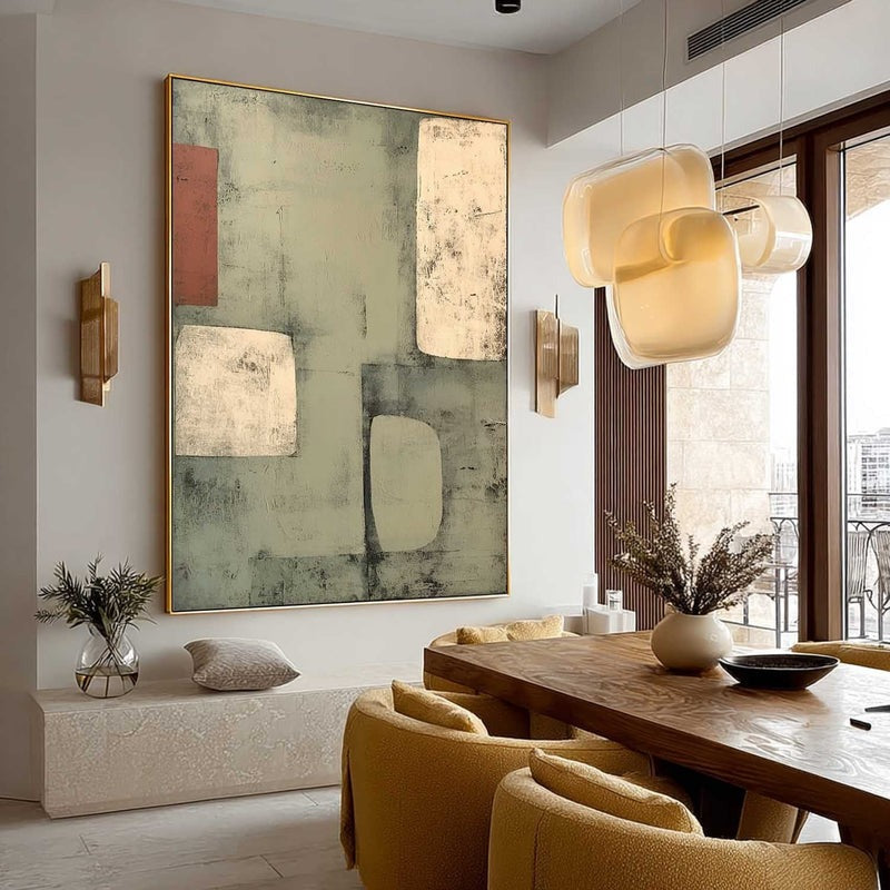 Wall Art Minimalist Geometric Sage Terracotta
