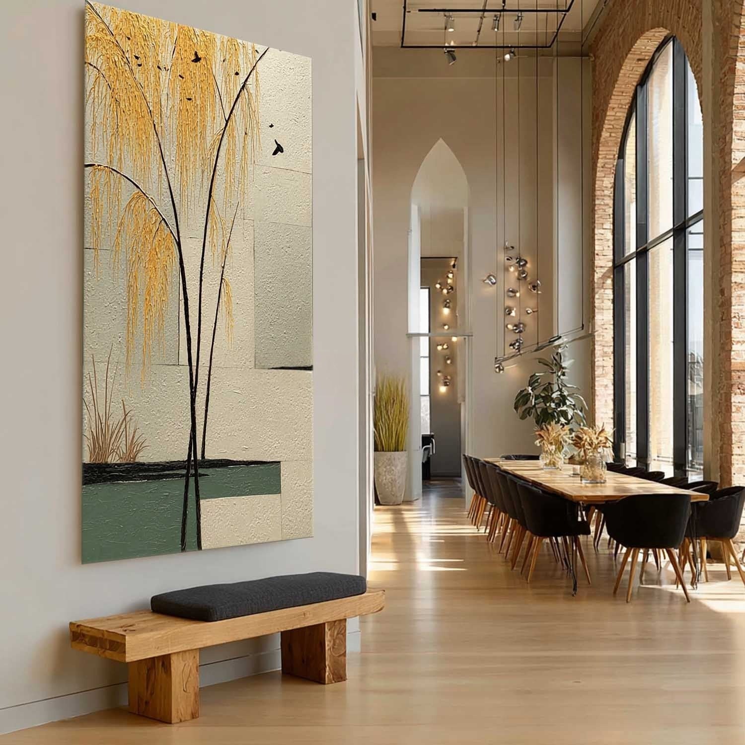 Wall Art Golden Willow Minimalist Oriental