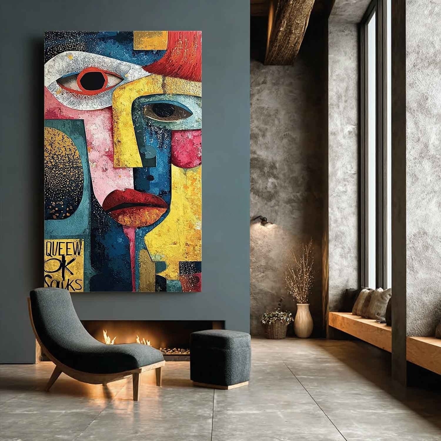 Cubist Abstract Dual Faces Painting