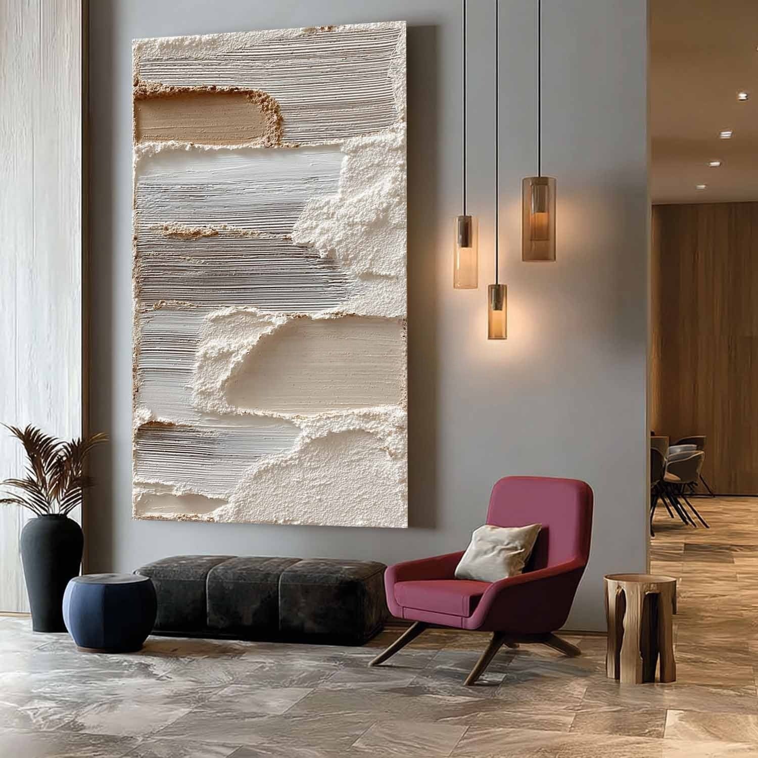 Wall Art Neutral Abstract Layered Impasto