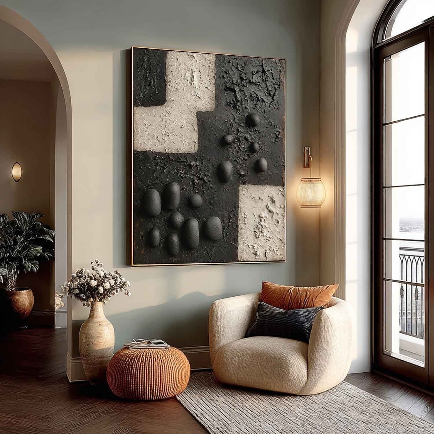 Wall Art Vertical 3D Geometric Pebble