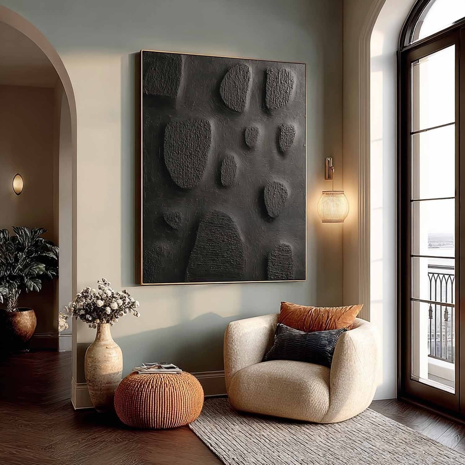 Black Minimalist Organic Texture Painting