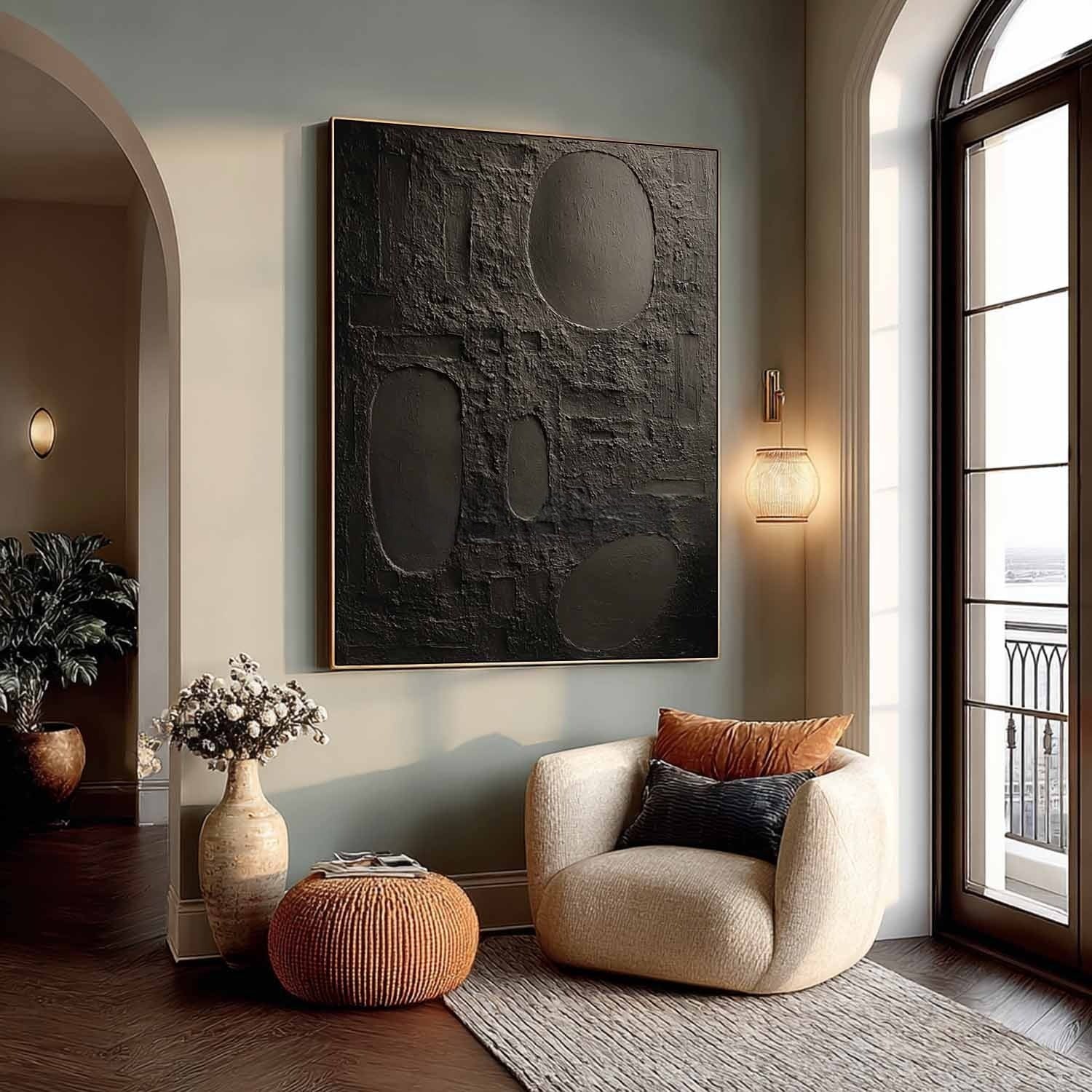 Wall Art Vertical Abstract Textured Geometric Scene Minimalist