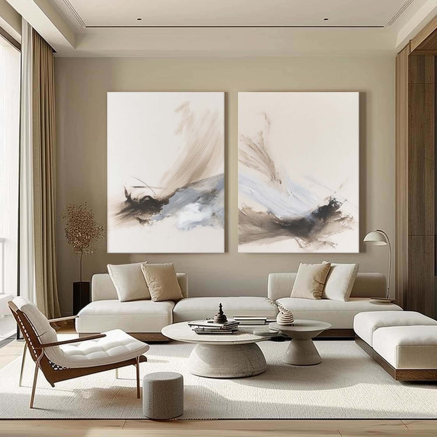 Wabi-Sabi Abstract Diptych Painting