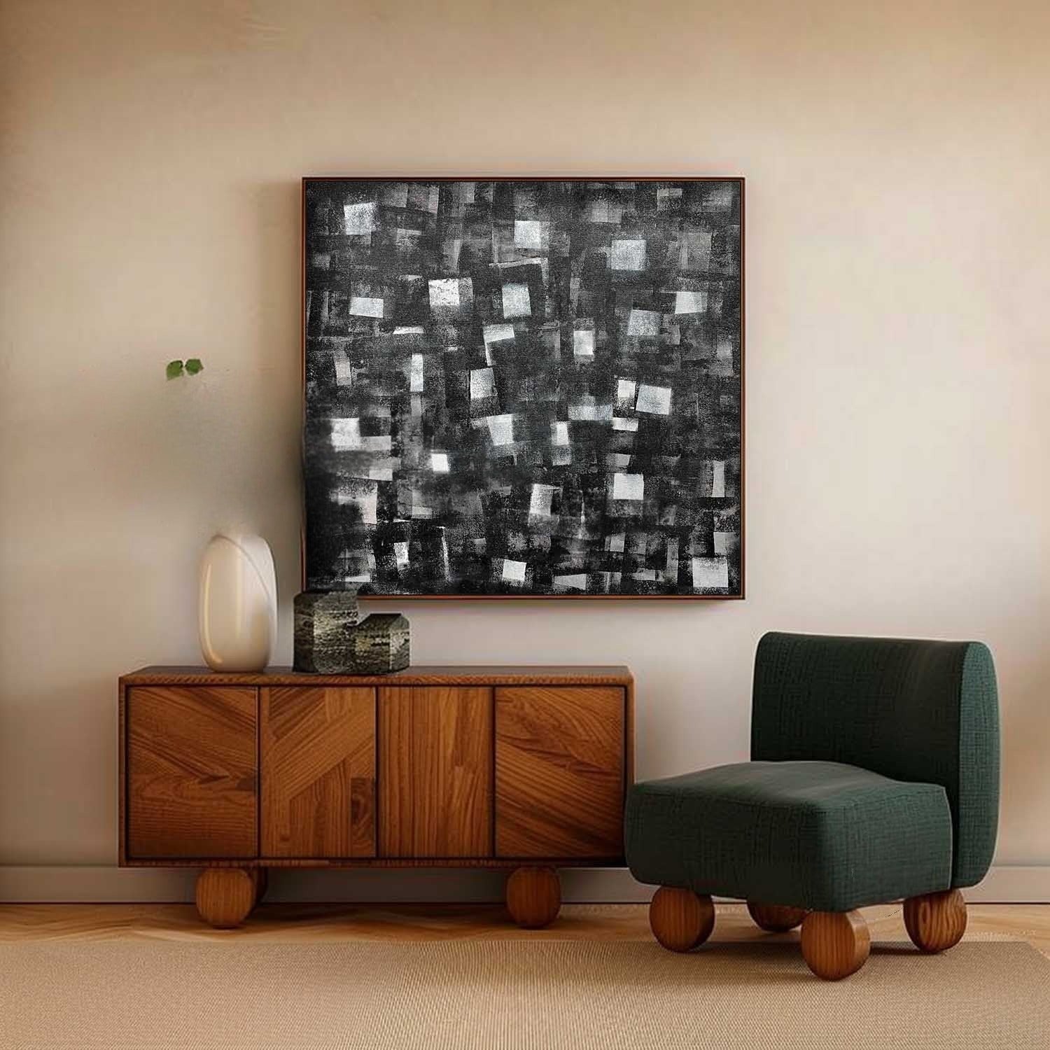 Wall art Monochrome Square Mosaic Painting