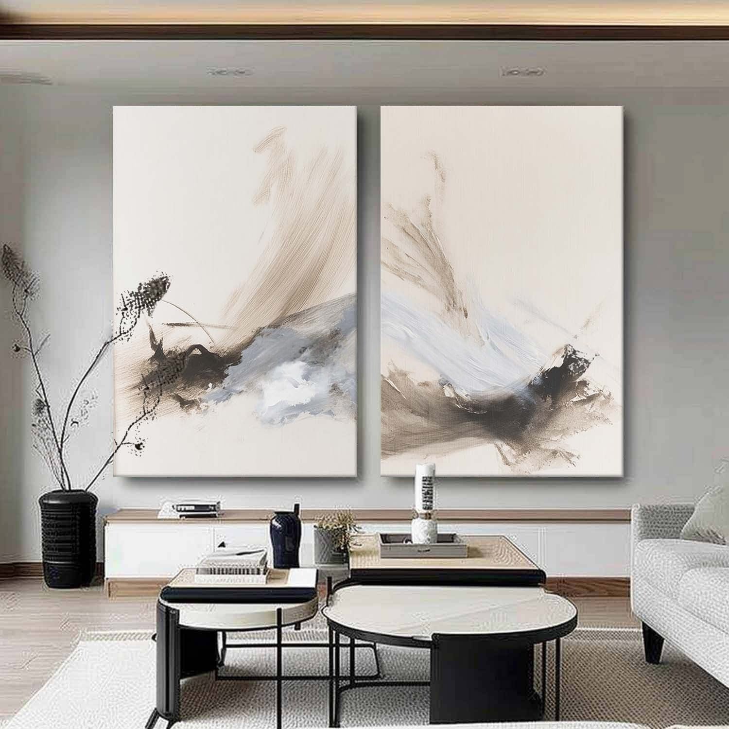 Wabi-Sabi Abstract Diptych Painting