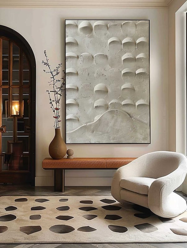 Concrete Texture Semi-Circular Relief Painting