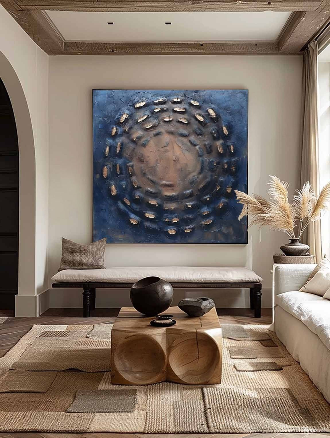 Circular Textured Abstract Art Oil Painting