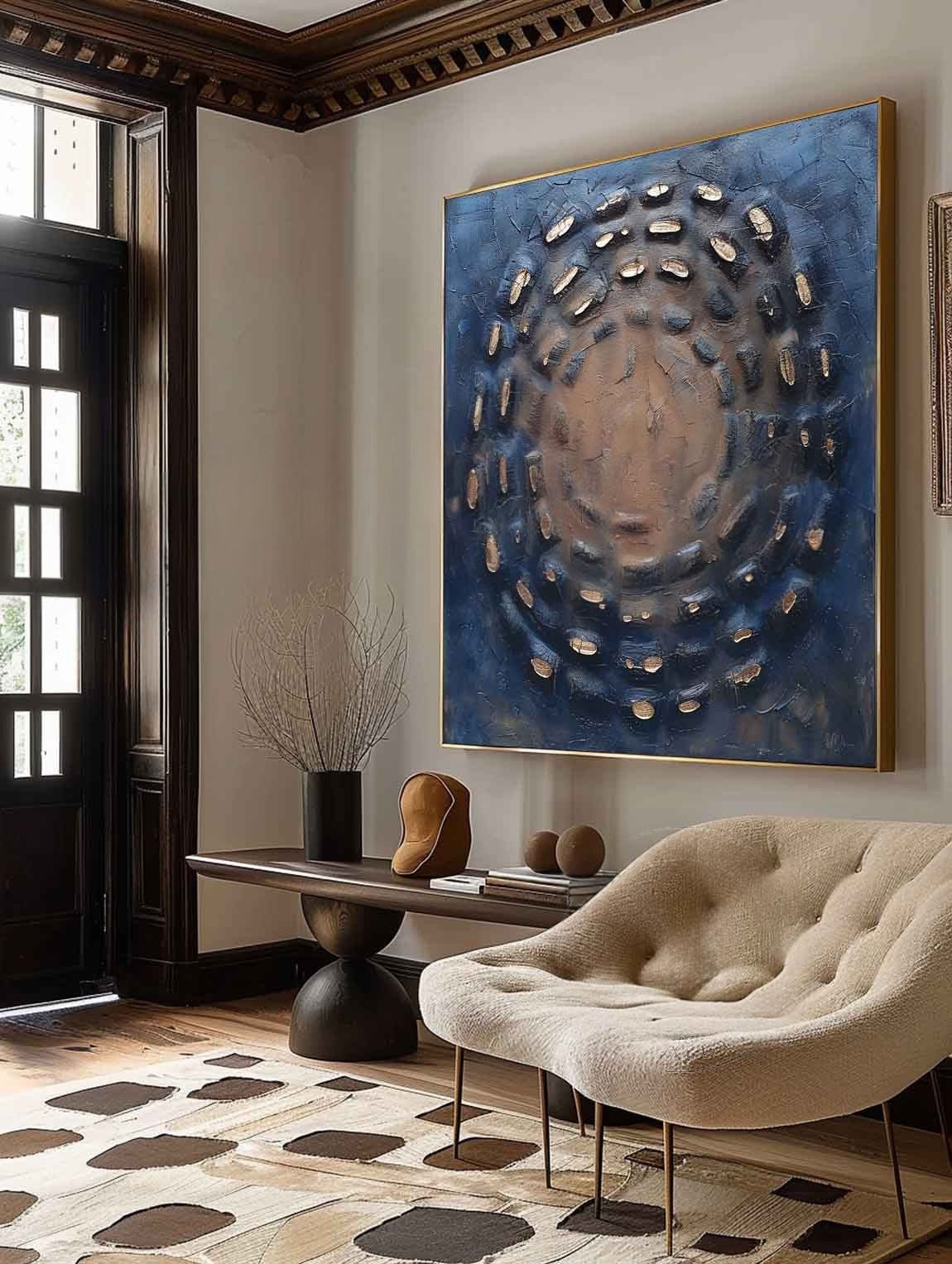 Circular Textured Abstract Art Oil Painting