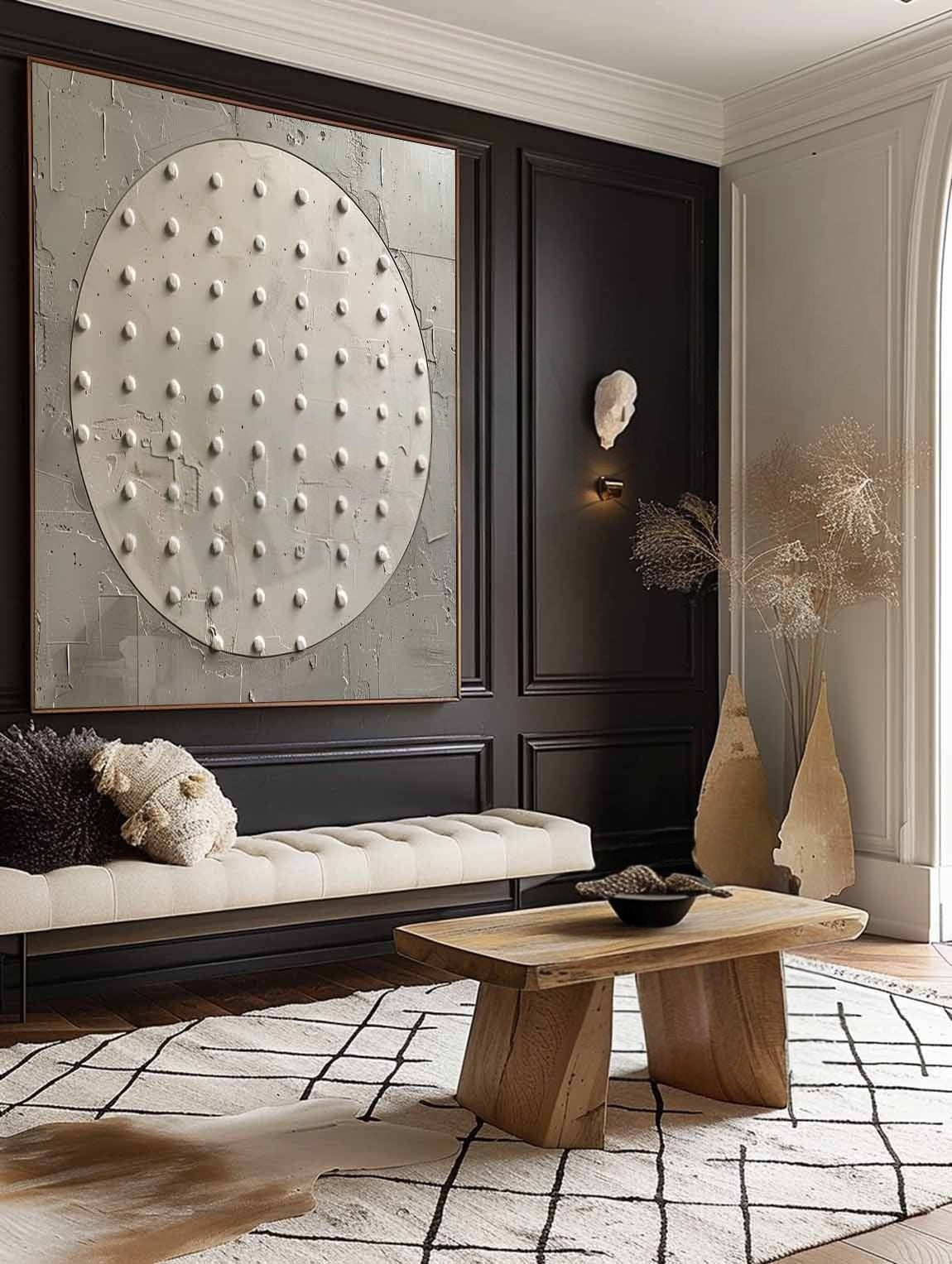 Wall Art Minimalist Circular Dotted Relief