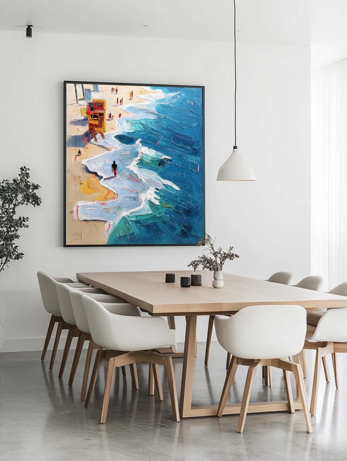 Wall Art Vertical Impressionist Coastal Beach Scene Bright