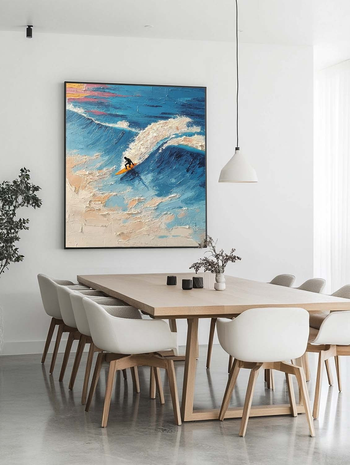 Wall Art Vertical Impressionist Surfing Scene Bold