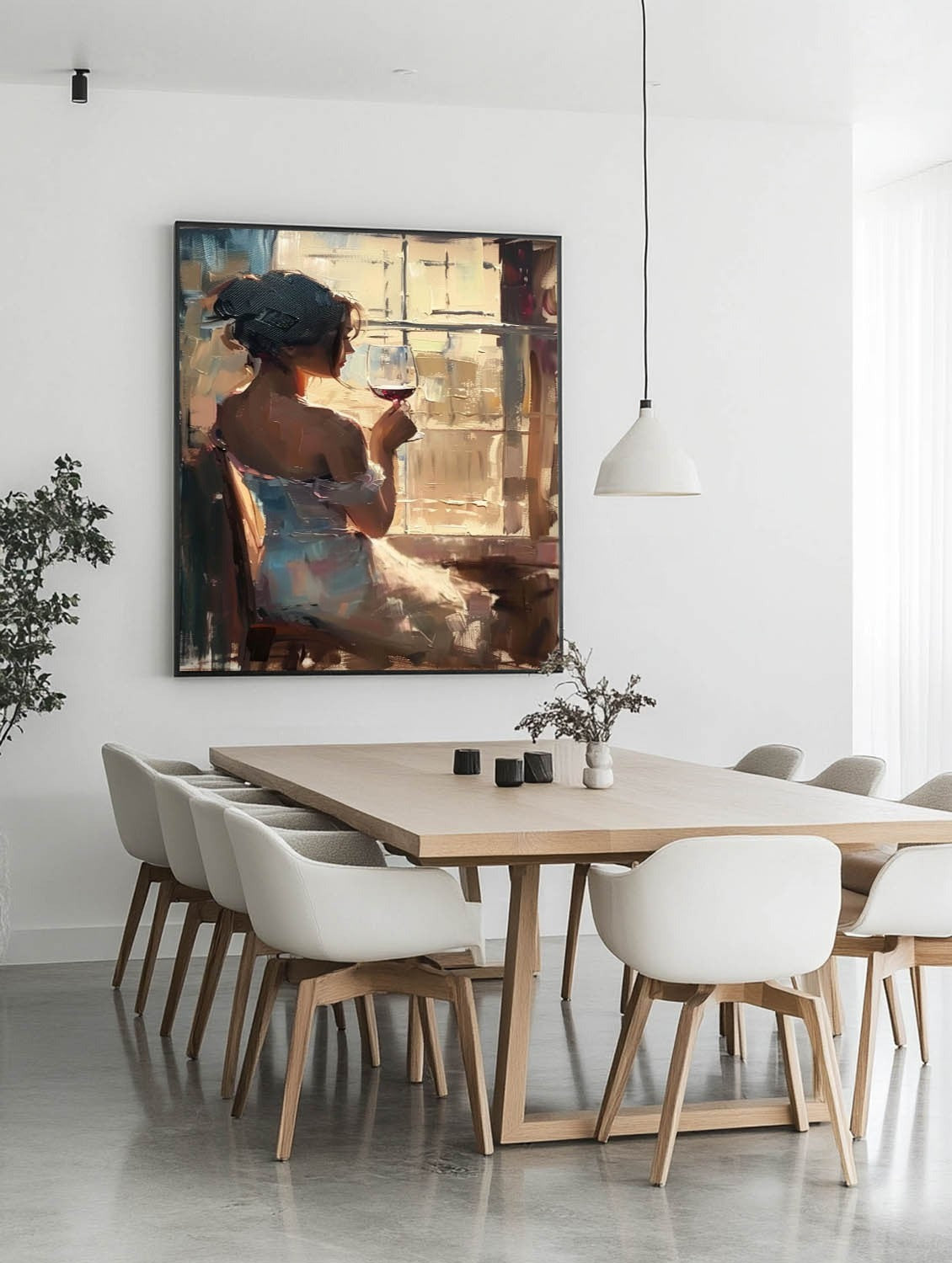 Wall Art Vertical Impressionist Figure Painting Warm