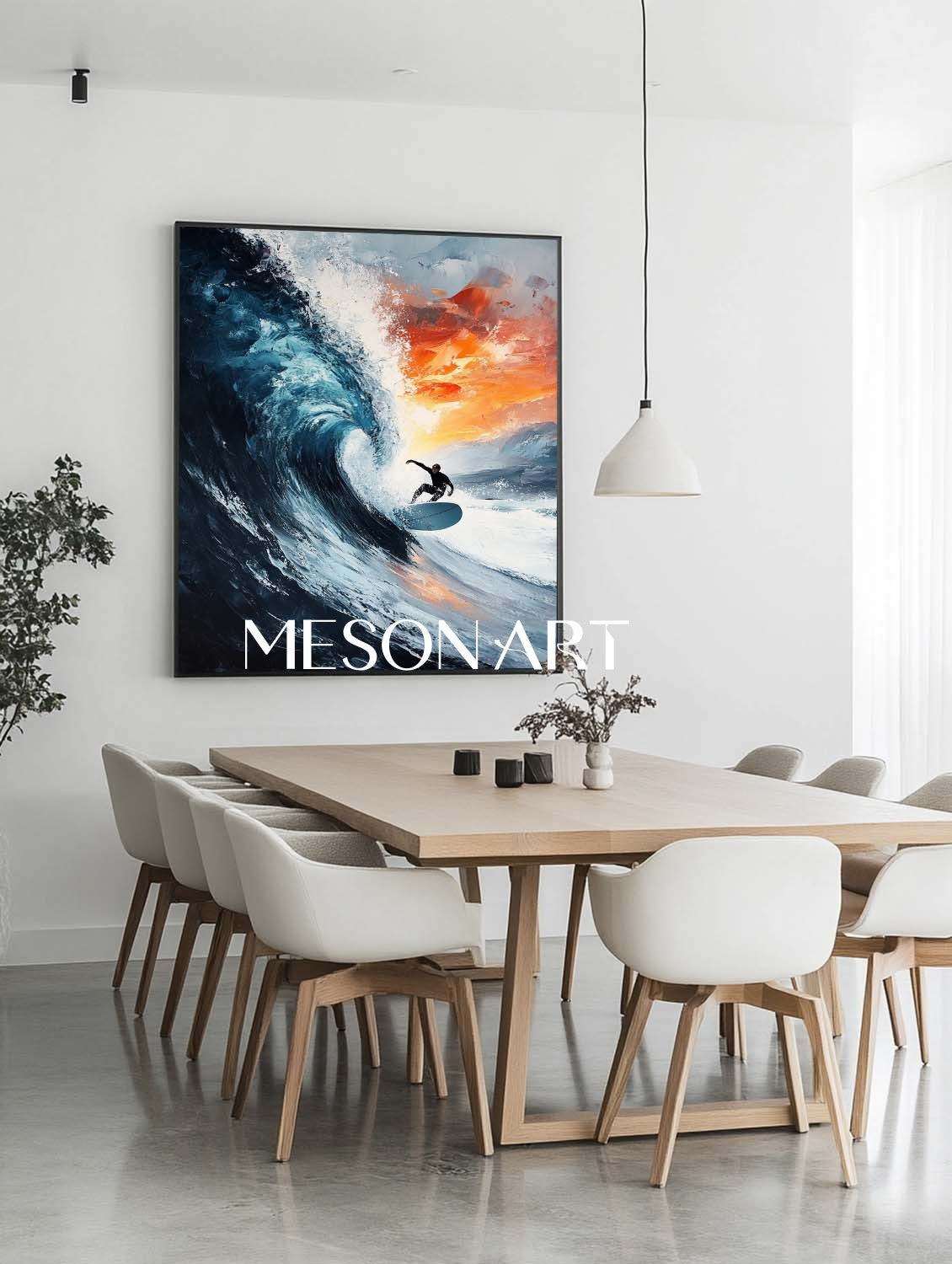 Wall Art Vertical Impressionist Surfing Action Scene Bold