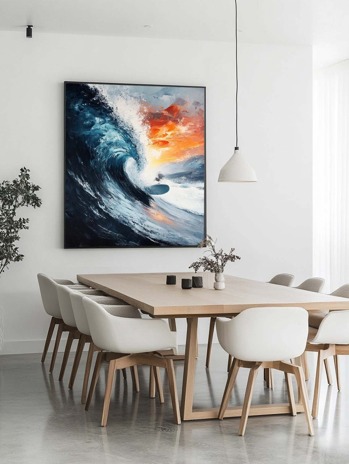 Wall Art Vertical Impressionist Surfing Action Scene Bold