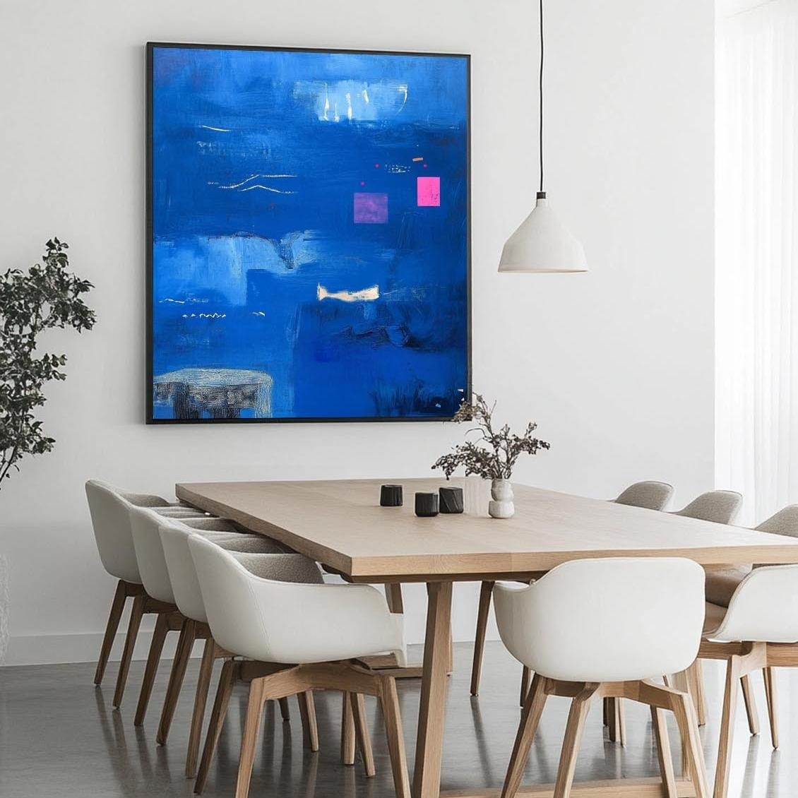 Wall Art Artistic Textured Vivid Blue