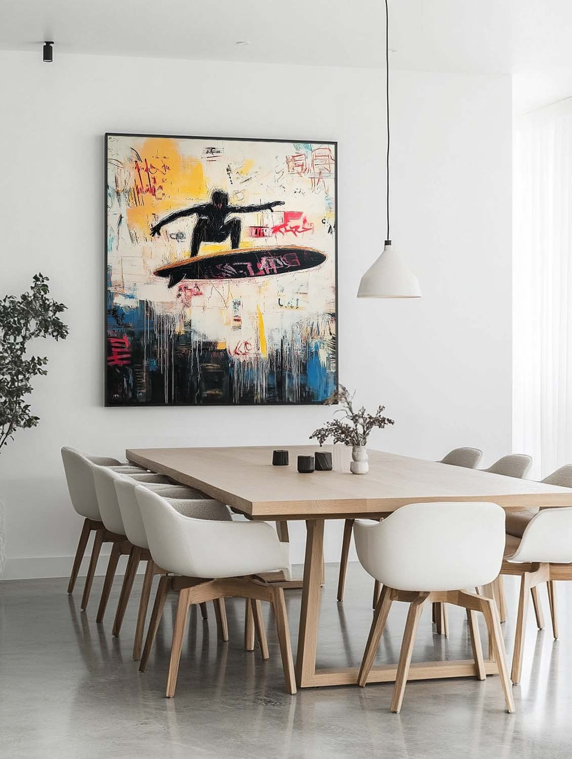 Wall Art Edgy Textured Graffiti Surfer