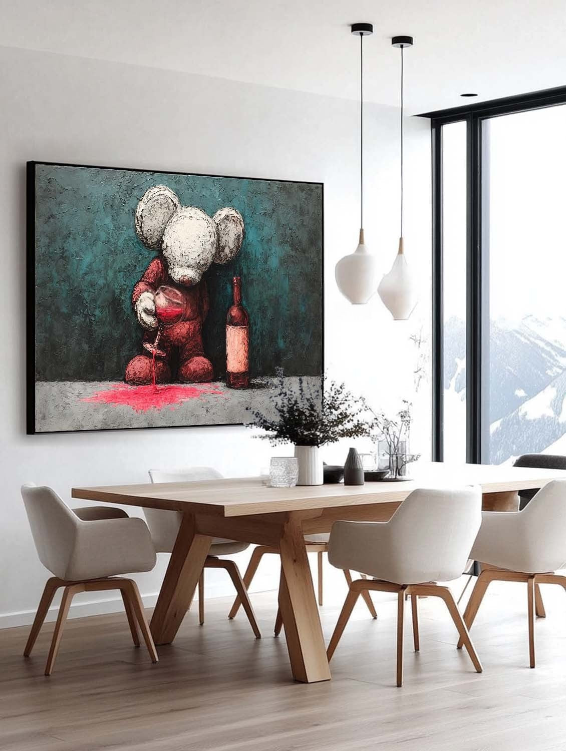 Wall Art Panoramic Textured Cartoon Character Scene Moody