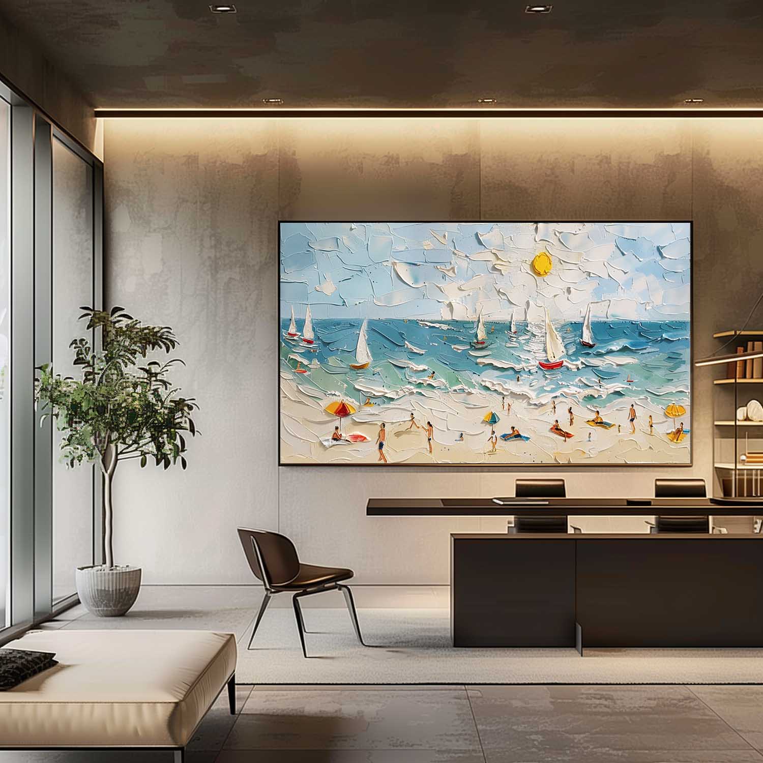Wall Art Vibrant Beach Scene Sandy Shore Coastal