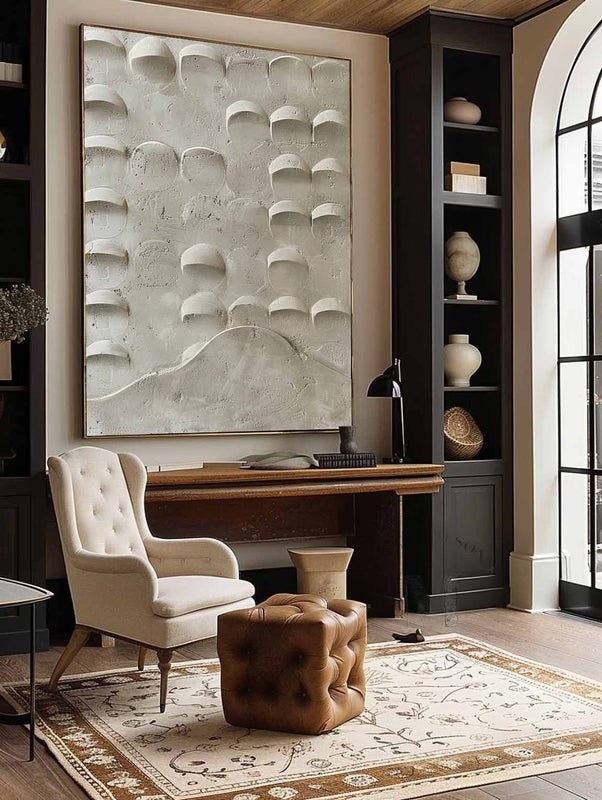 Concrete Texture Semi-Circular Relief Painting
