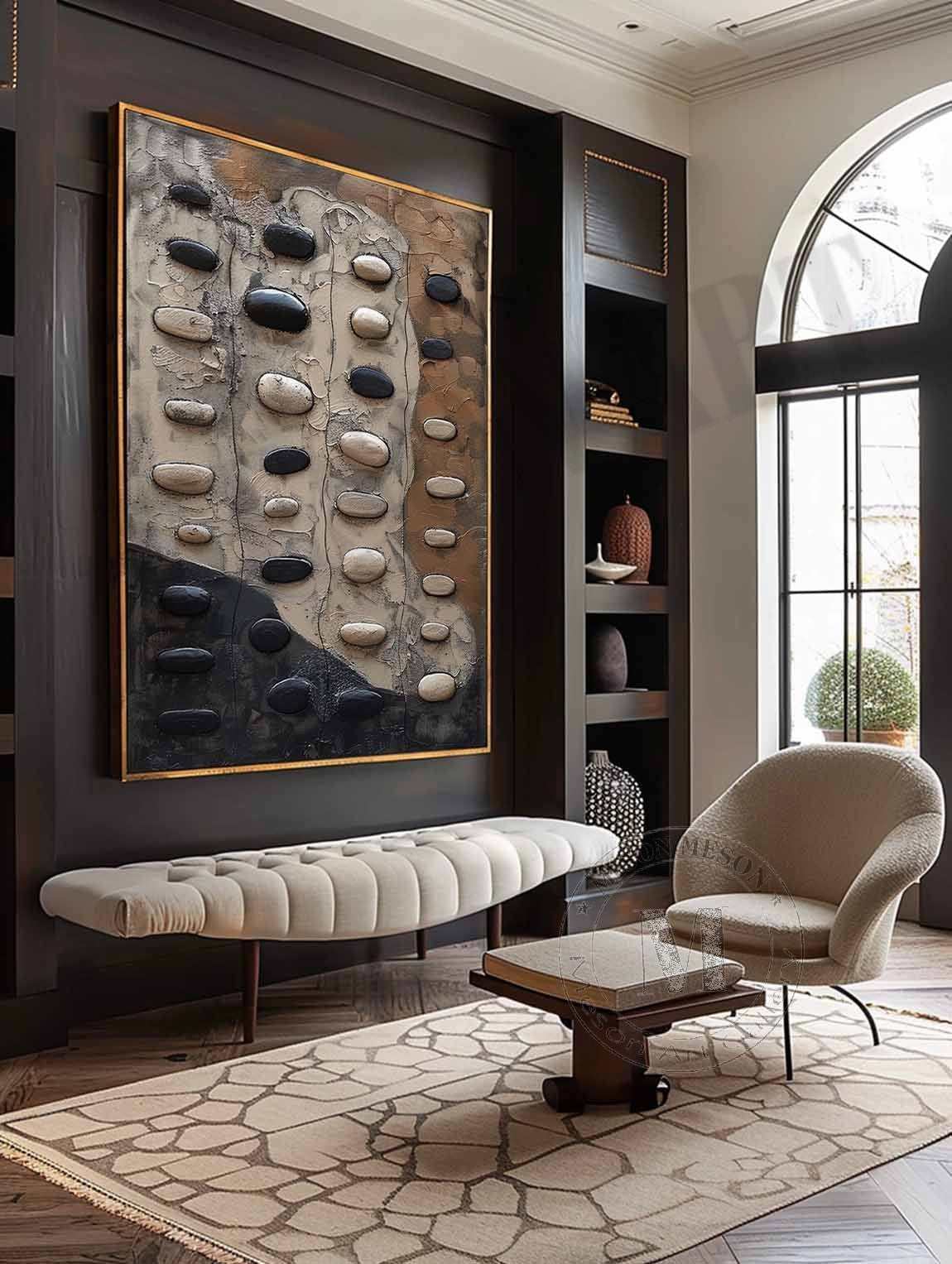 Wall Art Wabi-Sabi Relief  Abstract Pebble Natural