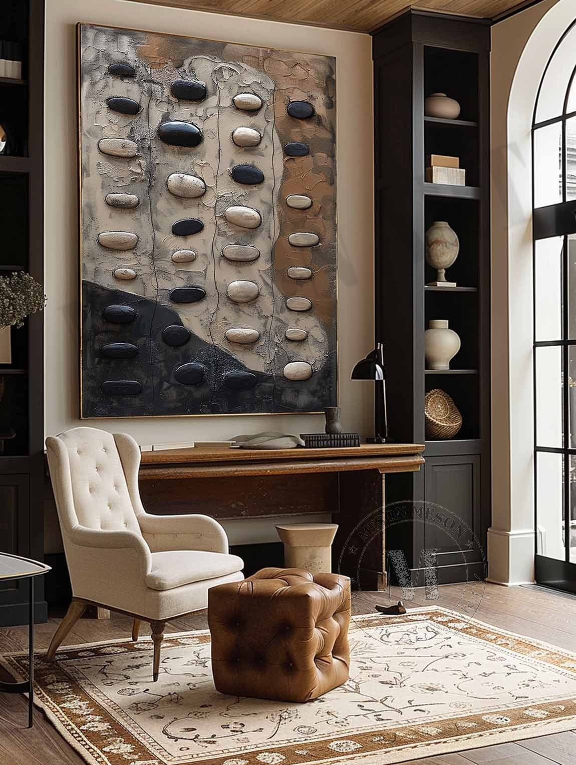 Wall Art Wabi-Sabi Relief  Abstract Pebble Natural