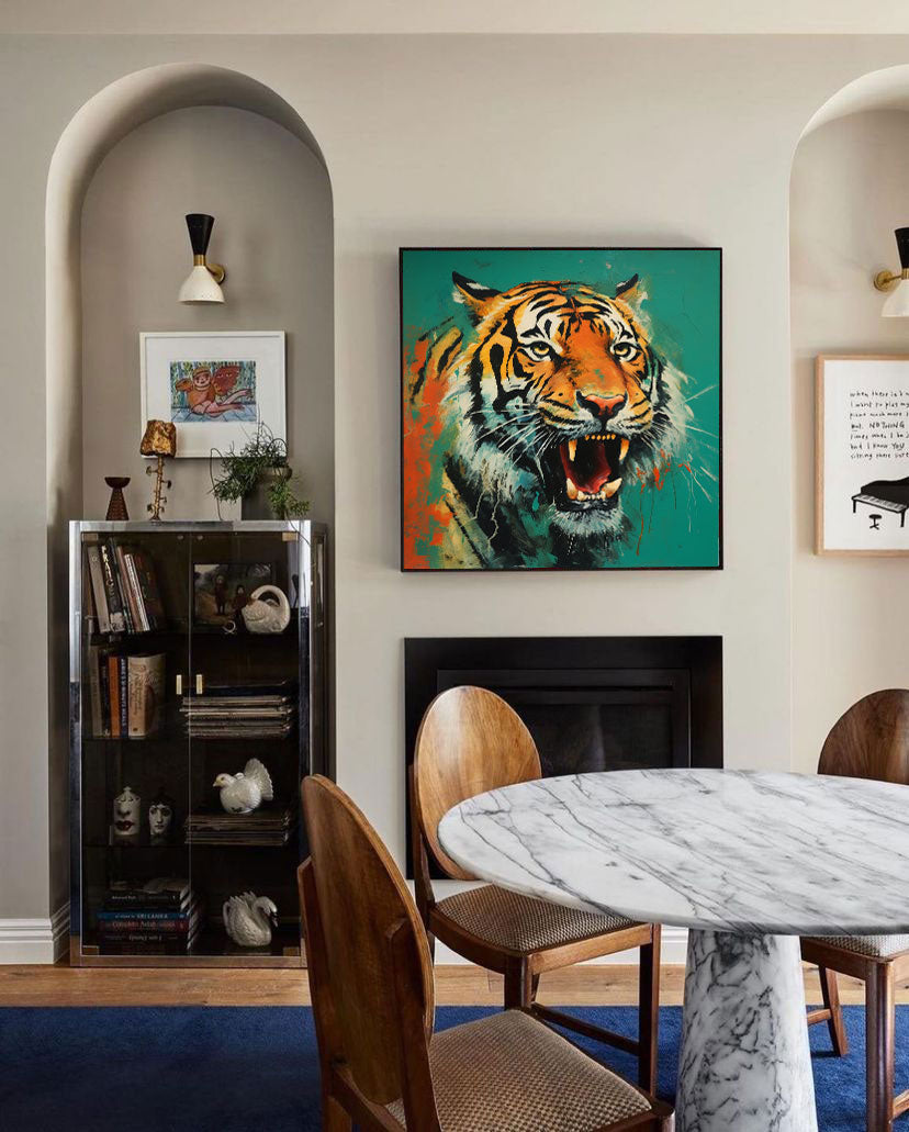 Vintage Roaring Tiger Canvas Art