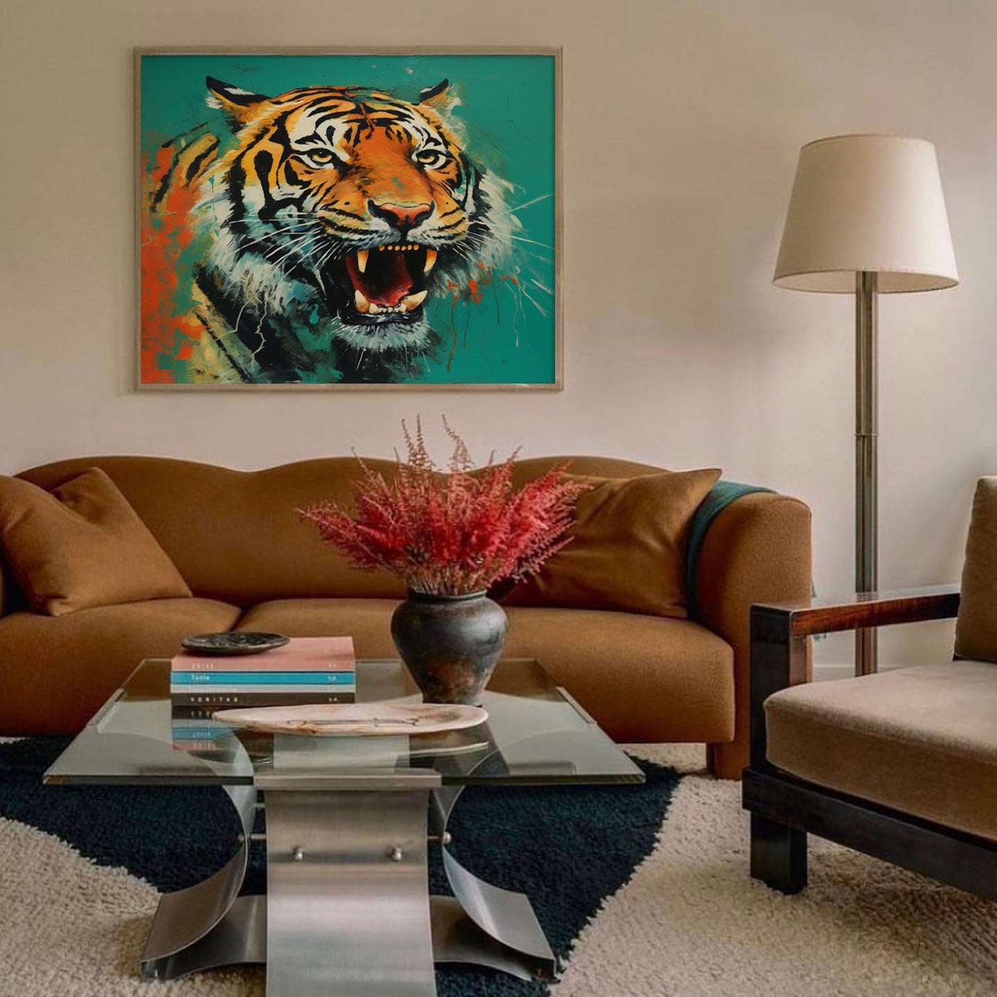 Vintage Roaring Tiger Canvas Art