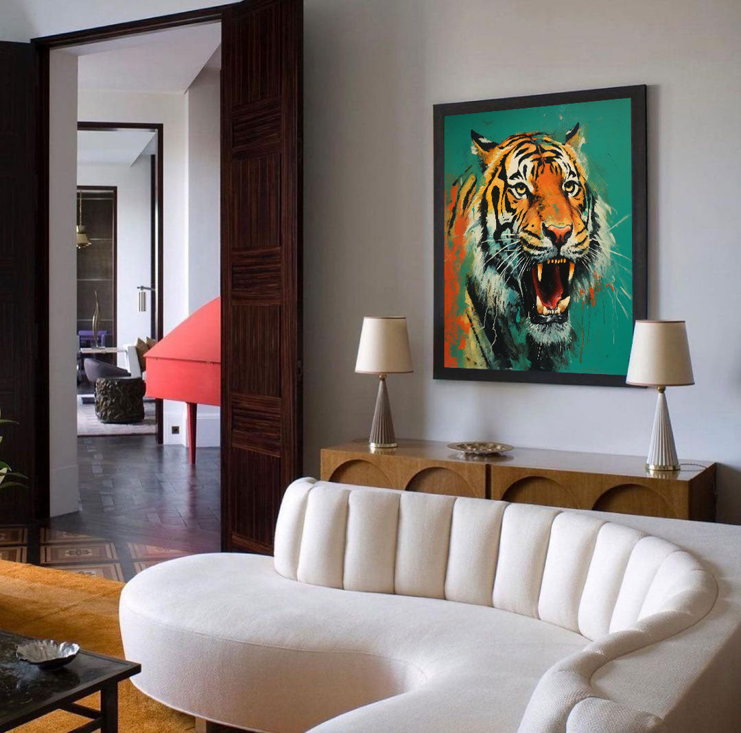 Vintage Roaring Tiger Canvas Art