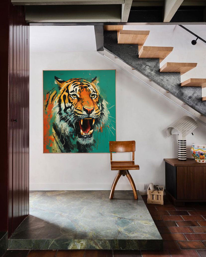 Vintage Roaring Tiger Canvas Art