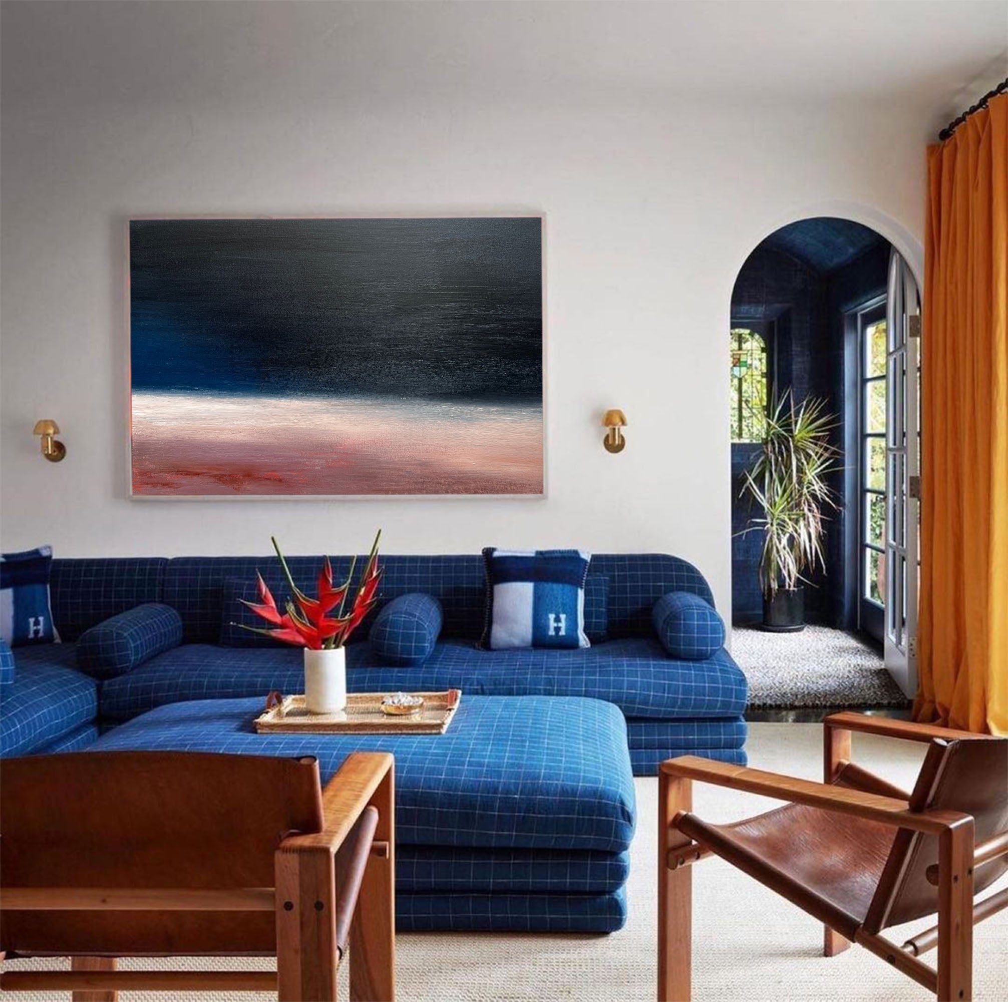Gradient Horizon Minimal Abstract Unstretched Linen Canvas Wall Art