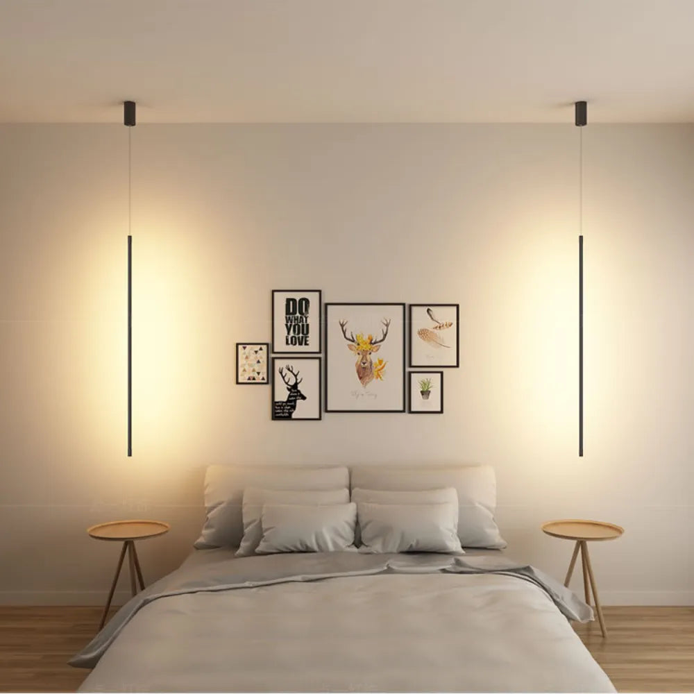 Erix Minimalist Linear Pendant Light Bedside, Black - Neutralighting