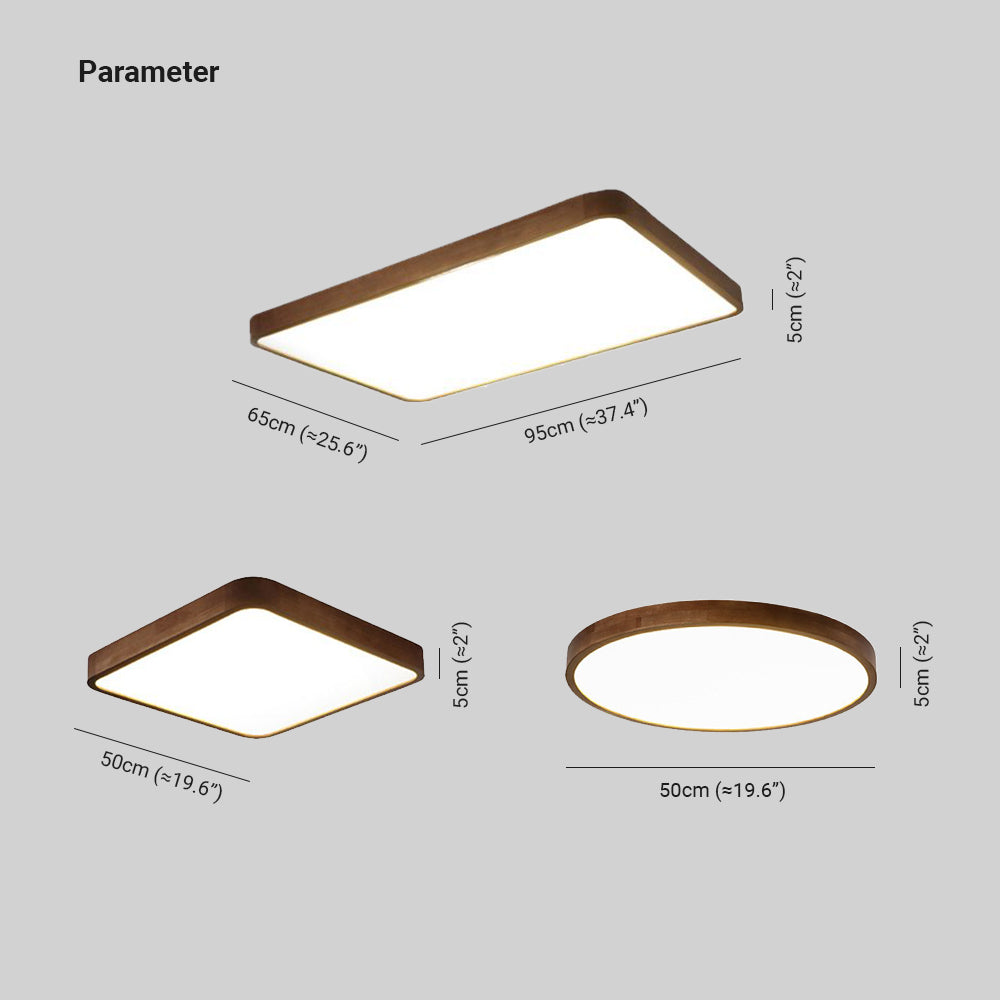 Muto Modern Geometric Walnut LED Flush Mount Ceiling Light - Neutralighting