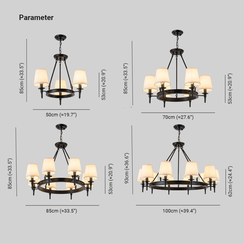 Silva vintage Ring Metal/Fabric Chandelier, Black/Copper - Neutralighting